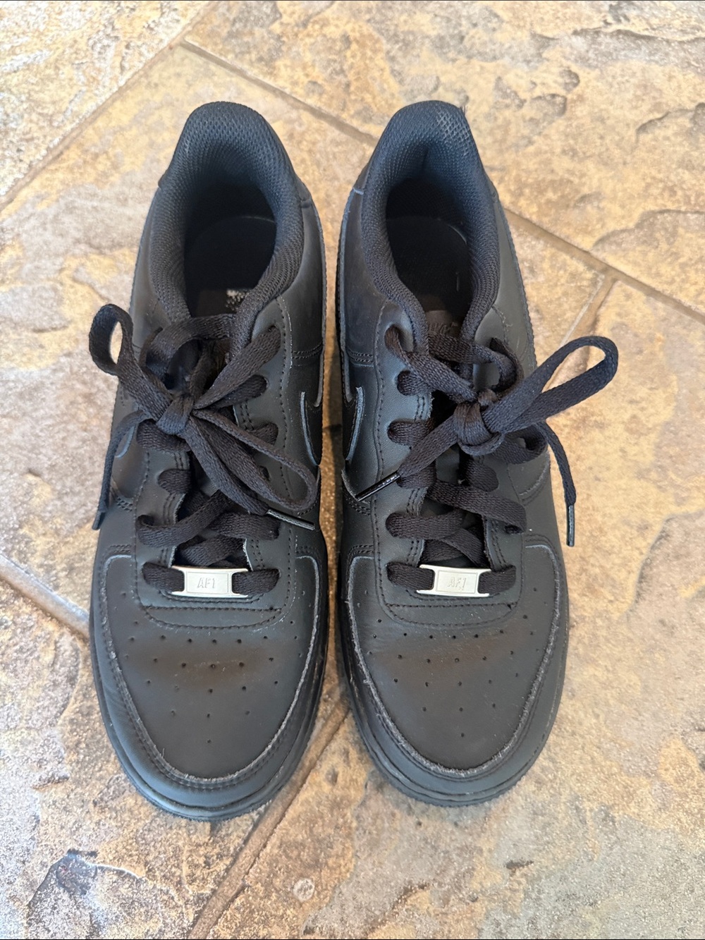 Nike Kids Black Air Force 1s